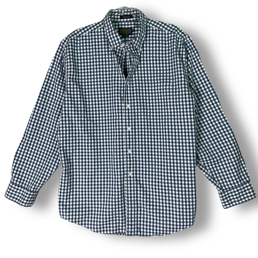 Pendleton Bridgeport Shirt Sz XL Plaid Button Up Long Sleeve Blue Check